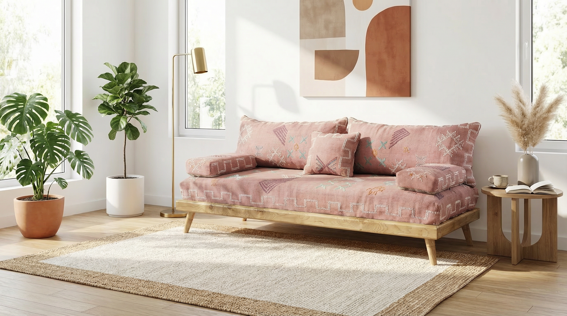 Authentic Moroccan Handmade Wool Floor Couch 