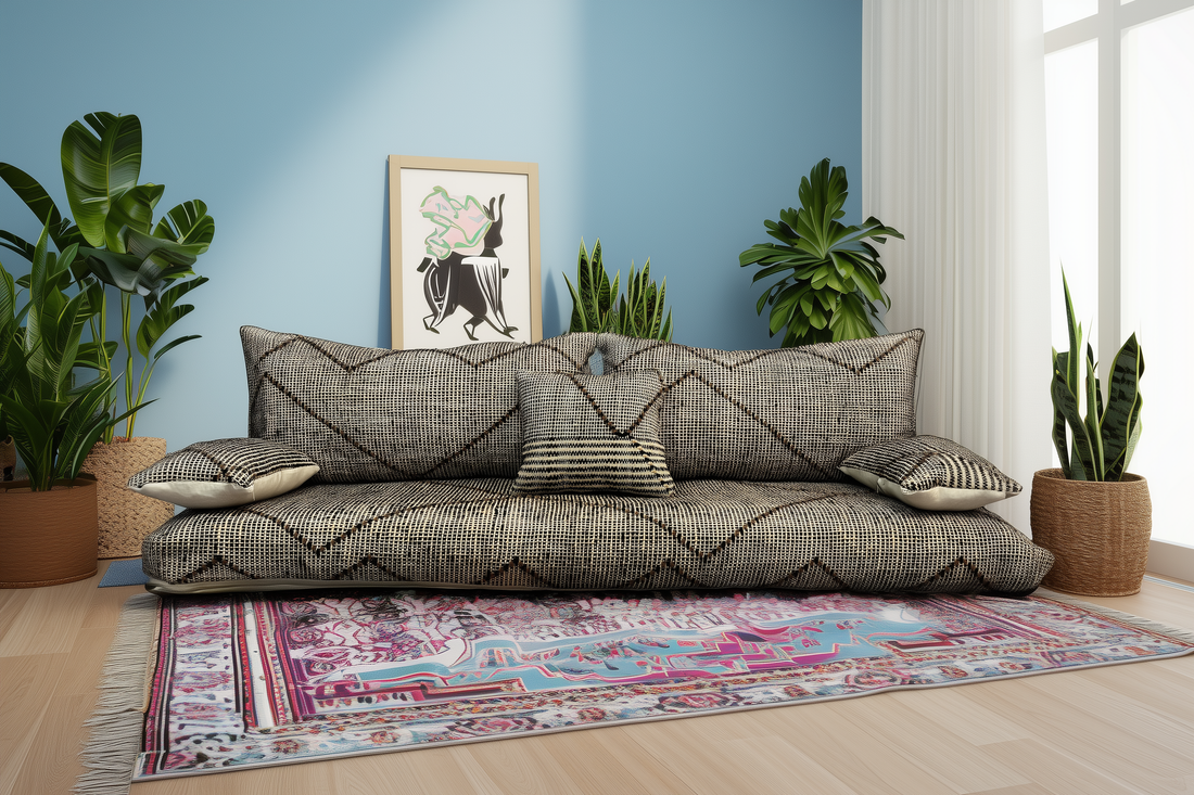 Moroccan floor couch , Moroccan couch , berber moroccan sofa-BOHO SOFA