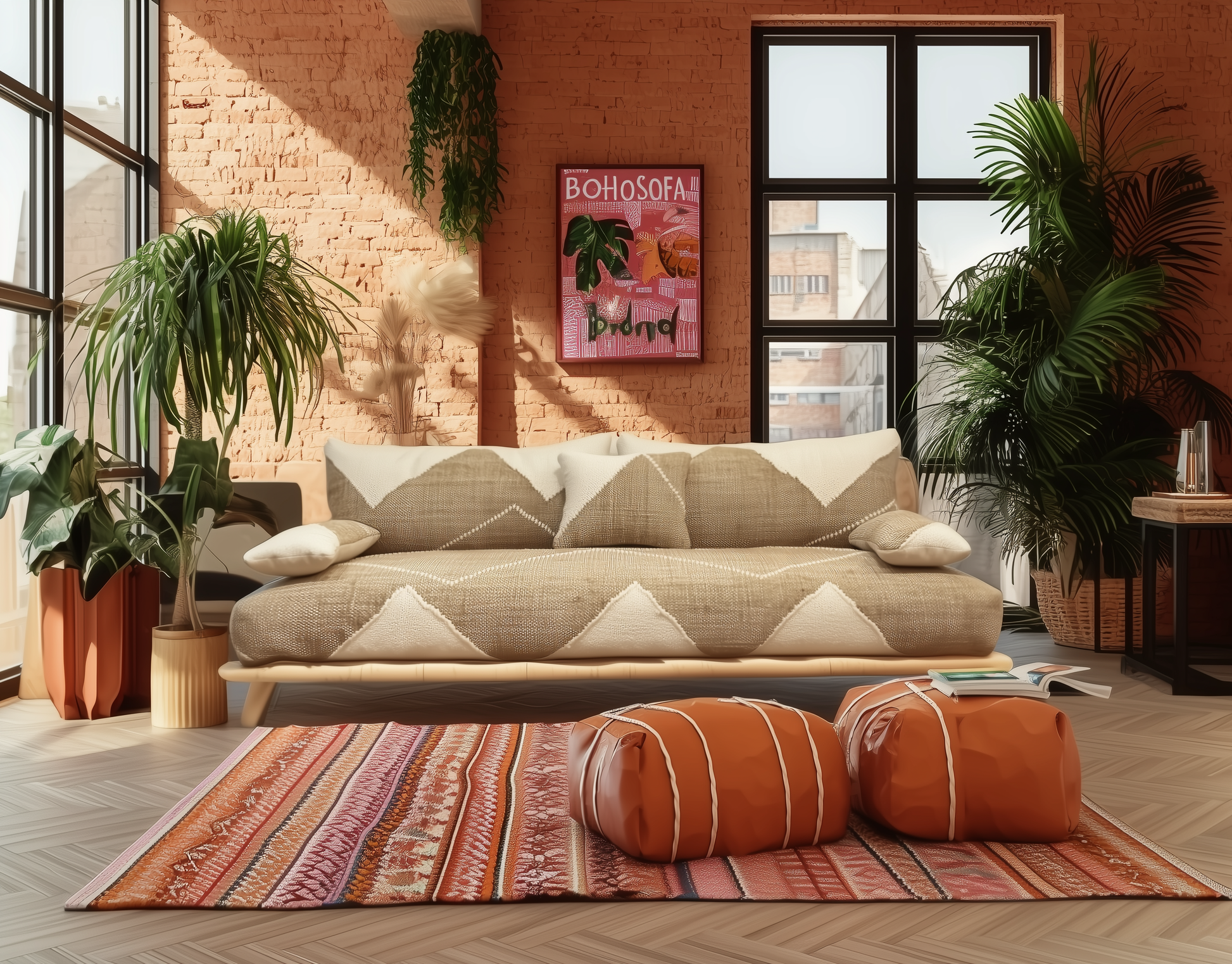 Beige Premium Handwoven Moroccan Floor Couch – Natural JEBLI Collection-BOHO SOFA