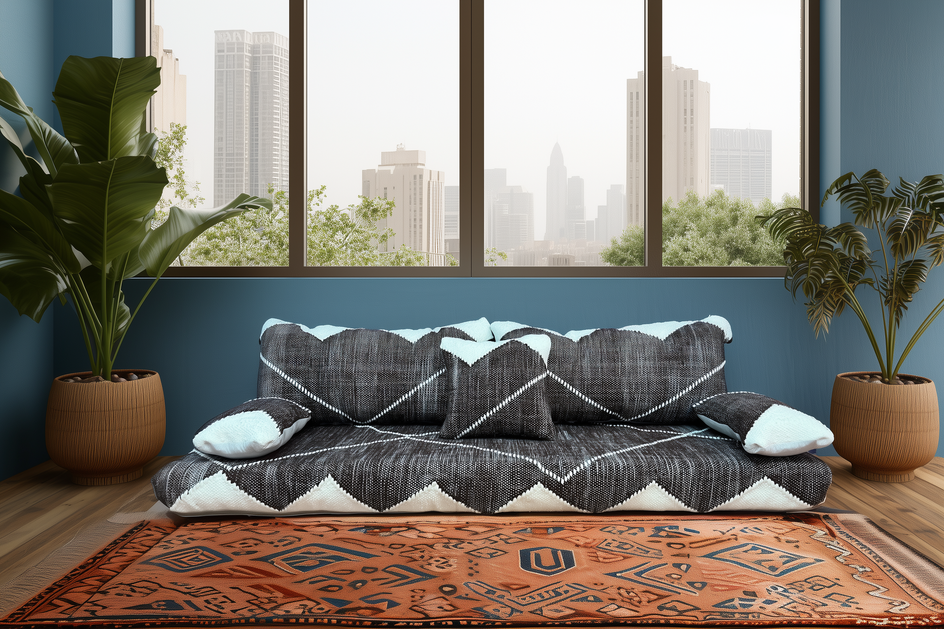 Premium Handwoven Moroccan Floor Couch – Natural JEBLI Collection-BOHO SOFA