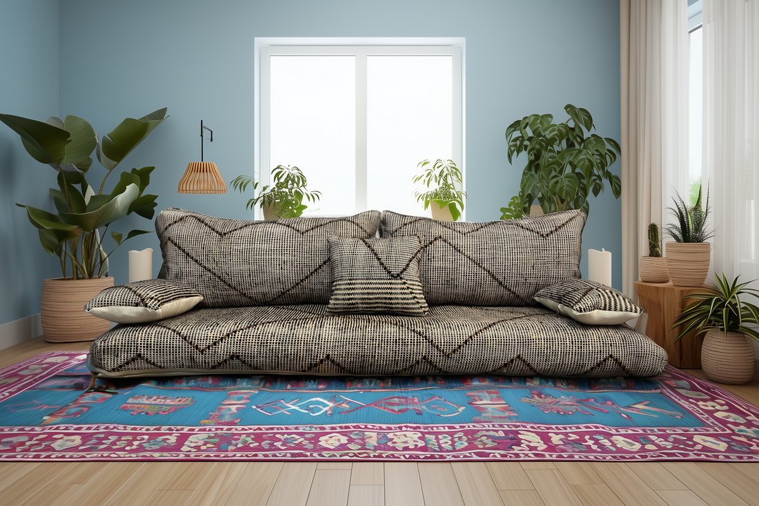 Moroccan floor couch , Moroccan couch , berber moroccan sofa-BOHO SOFA