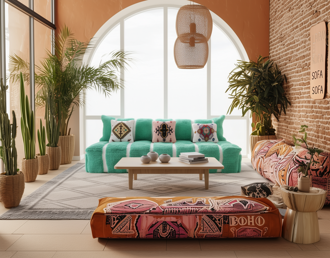 Moroccan Multicolor floor couch ,MOROCCAN SOFA , Multicolor Couch N2-BOHO SOFA