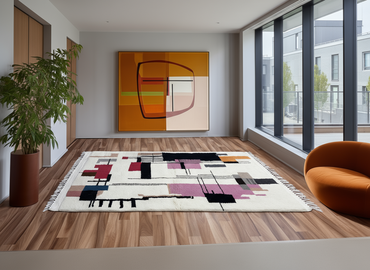 Modern Abstract Rug I Thick Moroccan Wool Rug (Low-Shedding)-BOHO SOFA