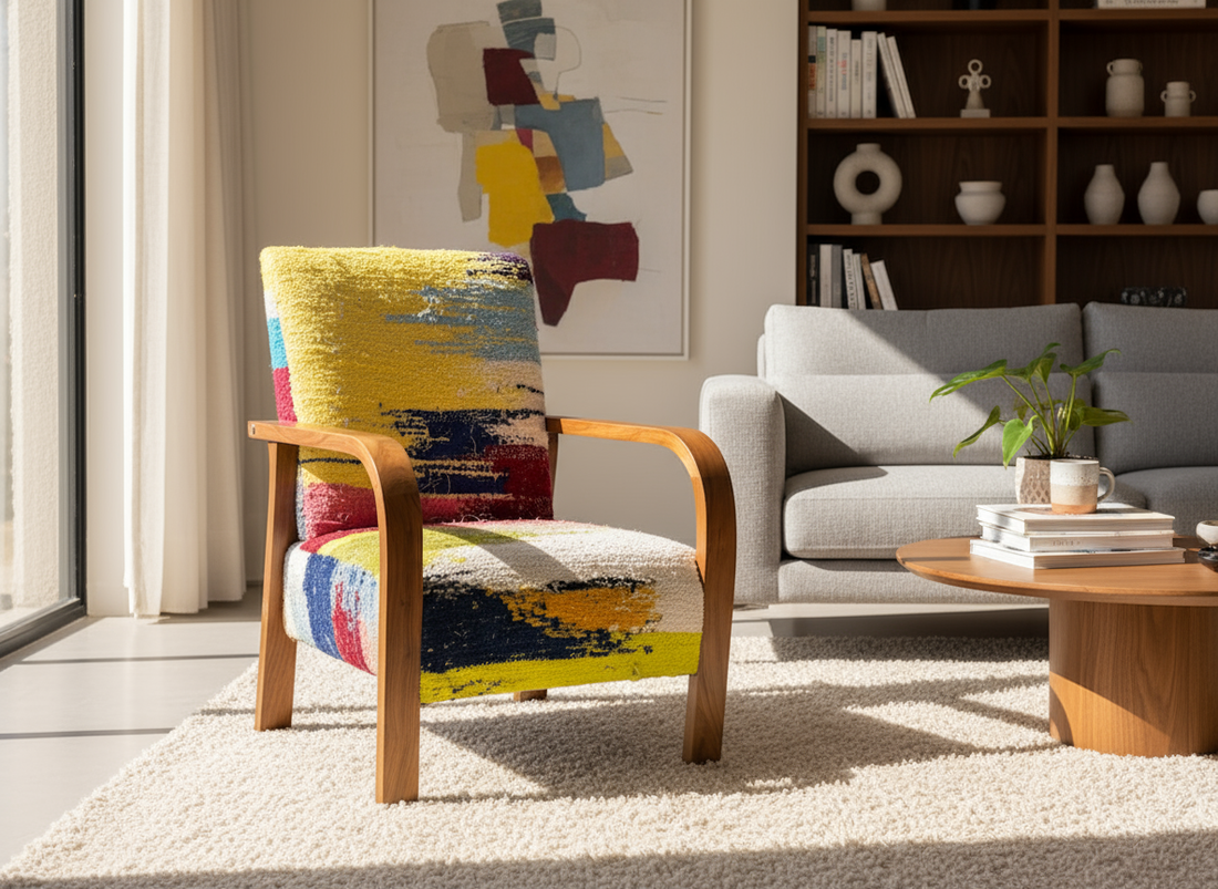 Beni Ourain Moroccan Armchair - Multicolor-BOHO SOFA