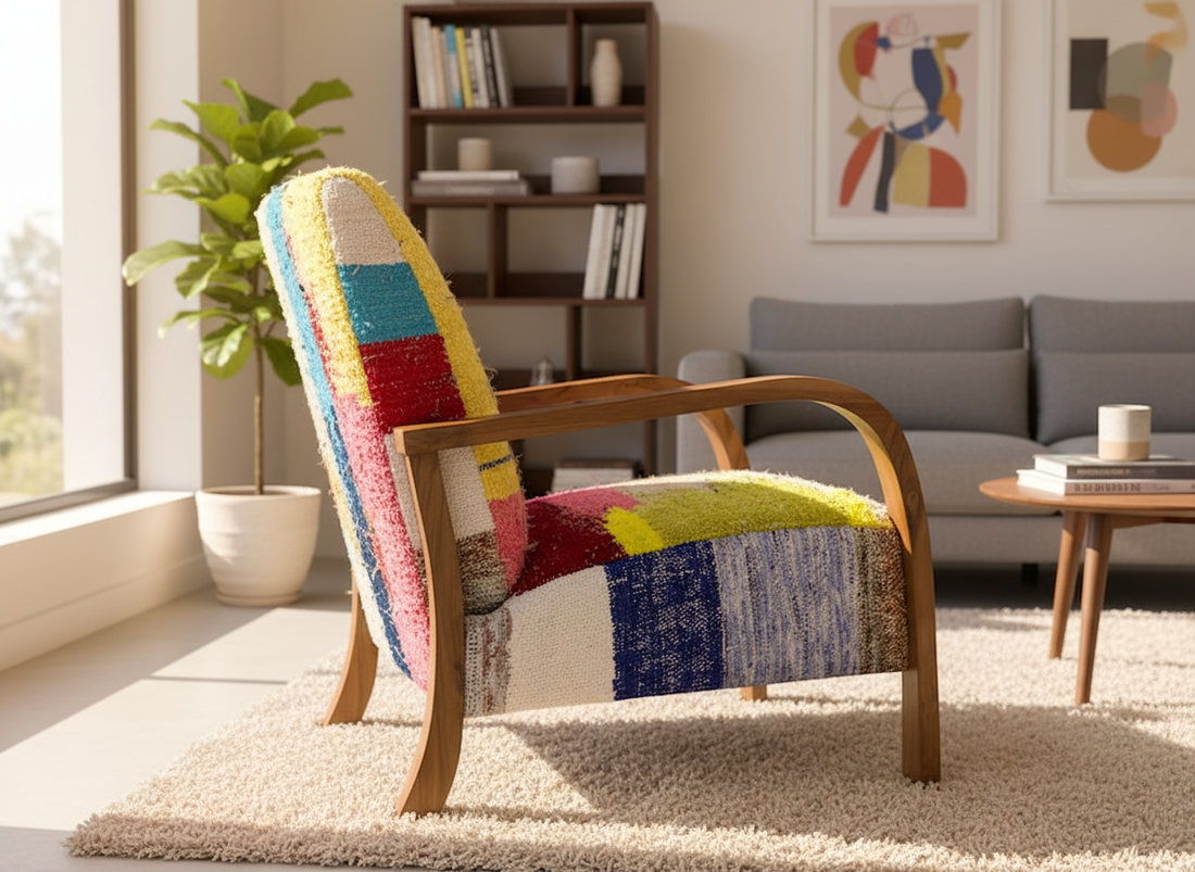 Beni Ourain Moroccan Armchair - Multicolor-BOHO SOFA