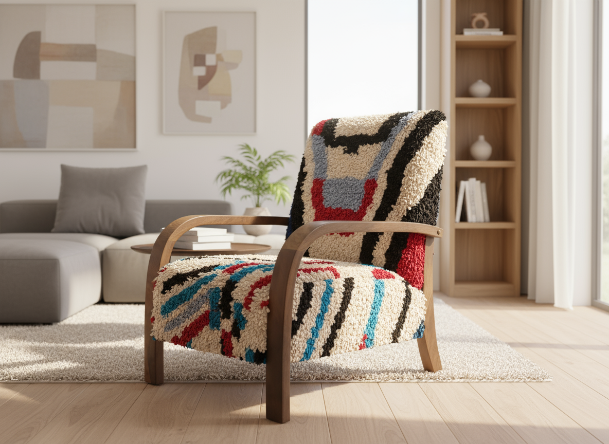 Beni Ourain Moroccan Armchair - Mid-Century armchair N8-BOHO SOFA