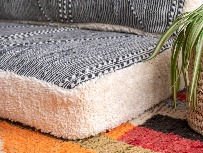 traditional Moroccan floor pouf , Beni Ourain Couch N1-BOHO SOFA