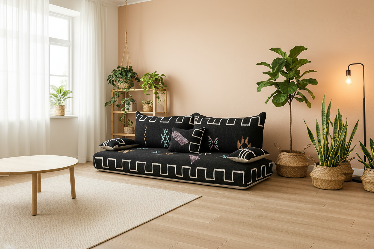 Moroccan Berber Floor Couch – Dark Brown berber couch-BOHO SOFA