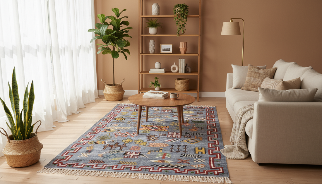 Traditional Abstract Rug I Thick Moroccan Wool Rug (Low-Shedding)-BOHO SOFA