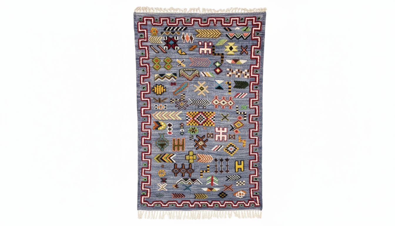 Traditional Abstract Rug I Thick Moroccan Wool Rug (Low-Shedding)-BOHO SOFA