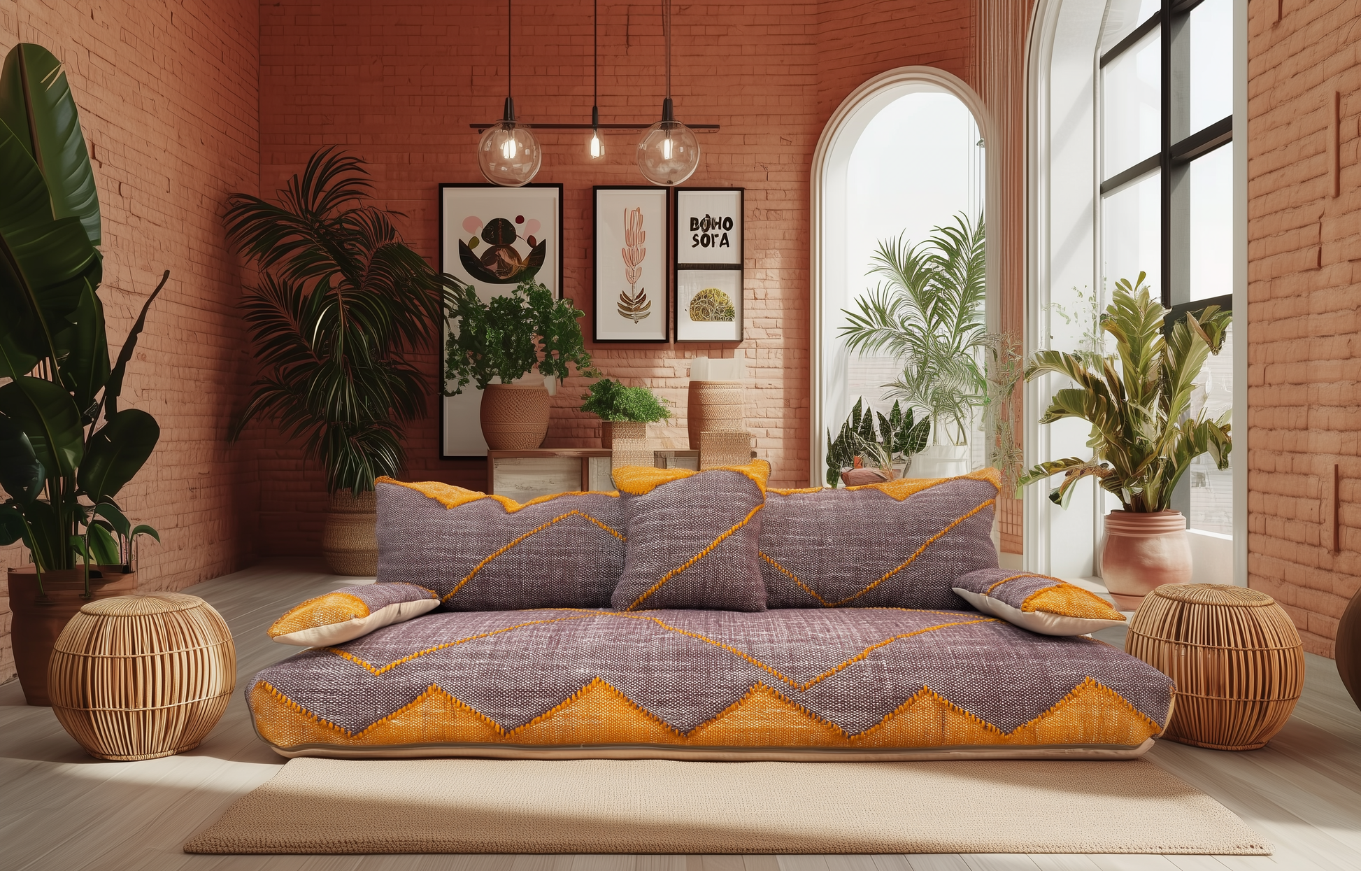 BOHOSOFA Premium Handwoven Moroccan Floor Couch – Natural JEBLI Collection-BOHO SOFA