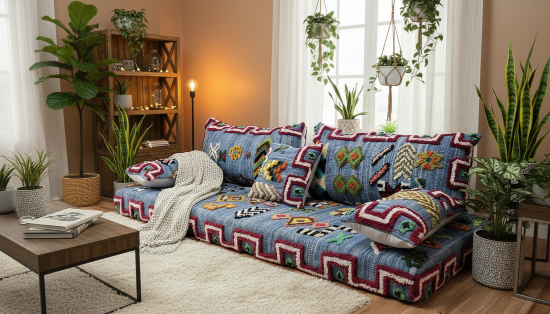 Moroccan Berber Floor Couch – Moroccan Boho couch Handmade Boho Sofa-BOHO SOFA