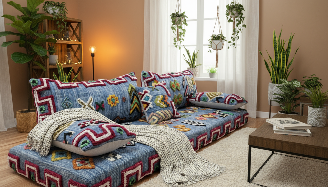 Moroccan Berber Floor Couch – Moroccan Boho couch Handmade Boho Sofa-BOHO SOFA