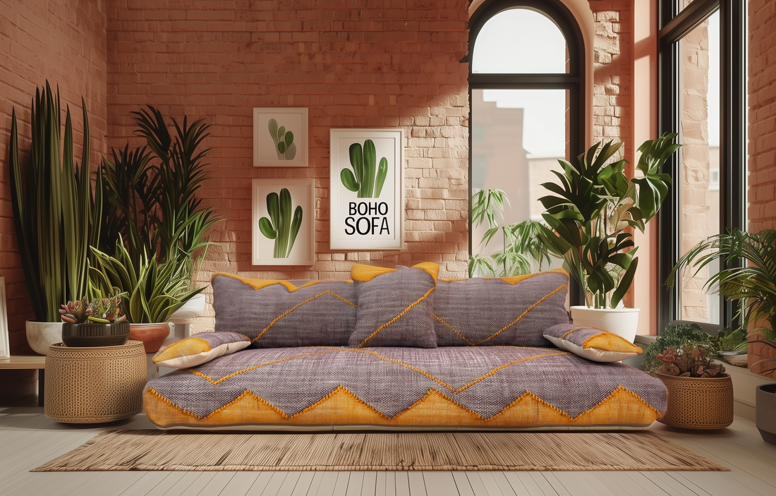 BOHOSOFA Premium Handwoven Moroccan Floor Couch – Natural JEBLI Collection-BOHO SOFA