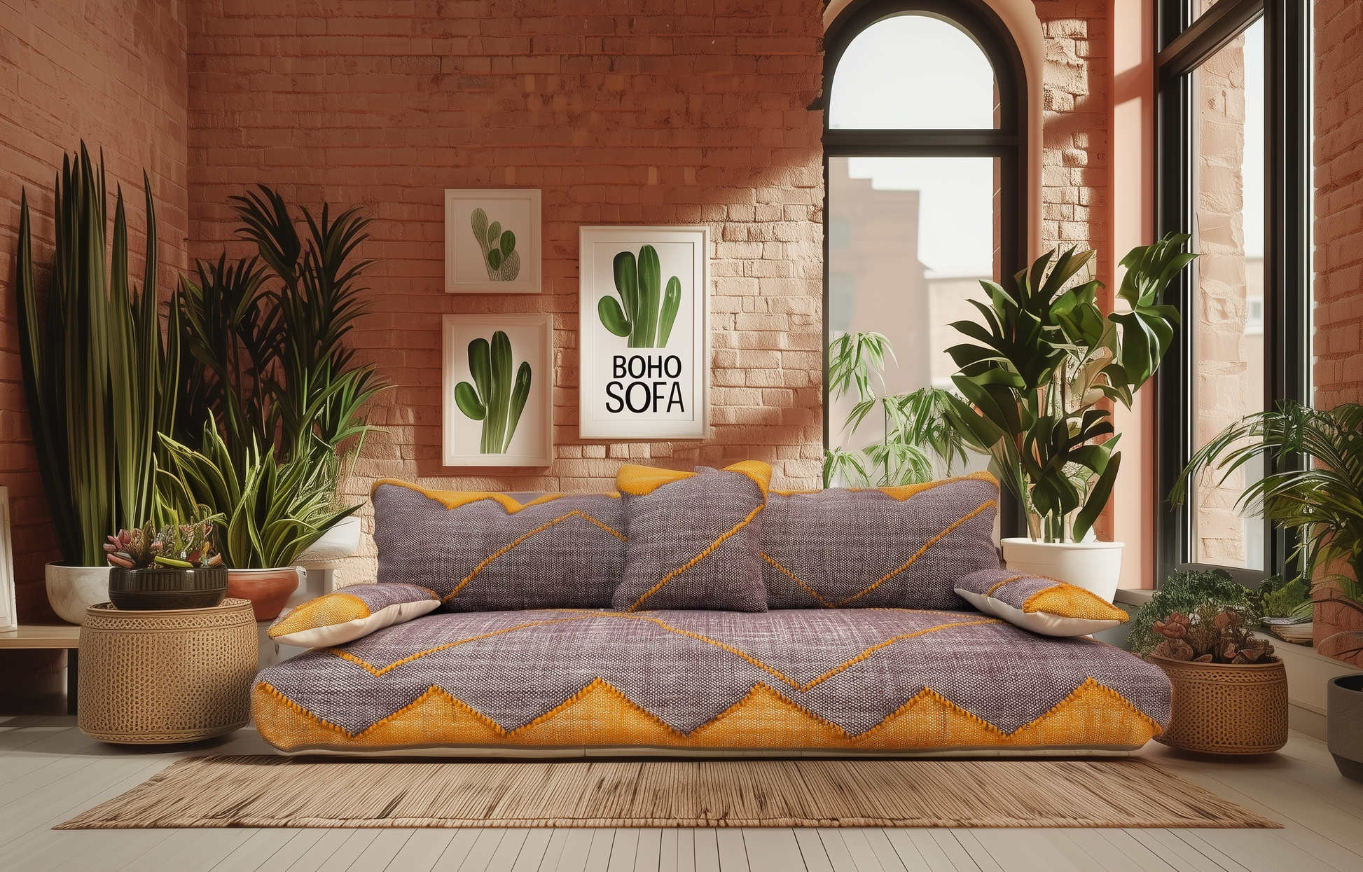 BOHOSOFA Premium Handwoven Moroccan Floor Couch – Natural JEBLI Collection-BOHO SOFA