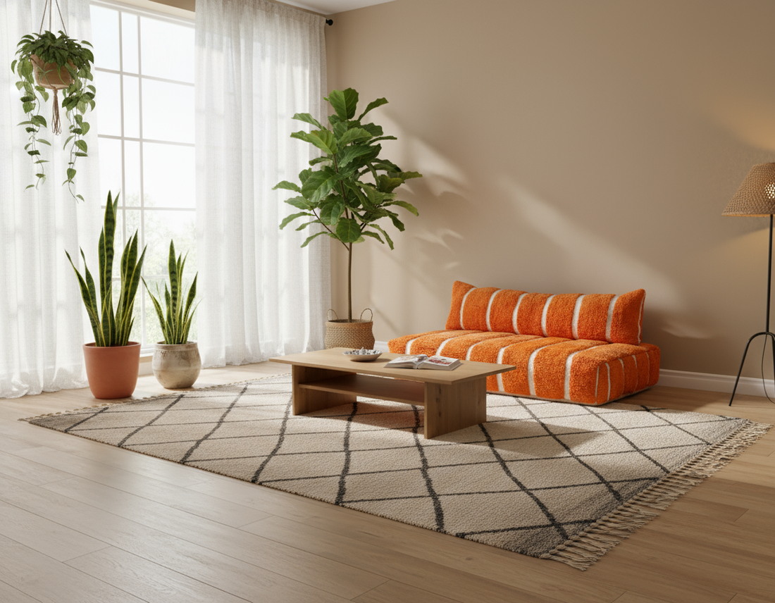 Moroccan Multicolor floor couch ,MOROCCAN SOFA , Multicolor Couch N2-BOHO SOFA