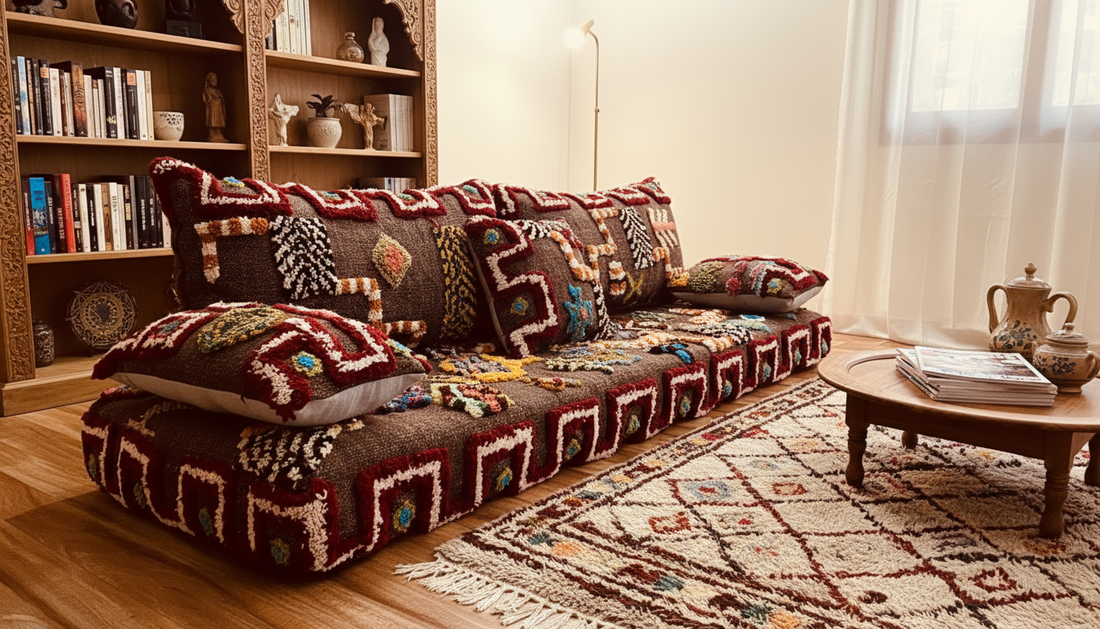 Moroccan Floor Couch , arabic couch , moroccan sofa– Brown berber couch-BOHO SOFA