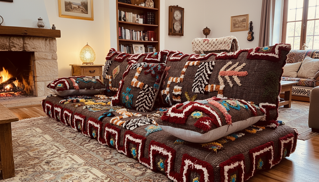Moroccan Floor Couch , arabic couch , moroccan sofa– Brown berber couch-BOHO SOFA