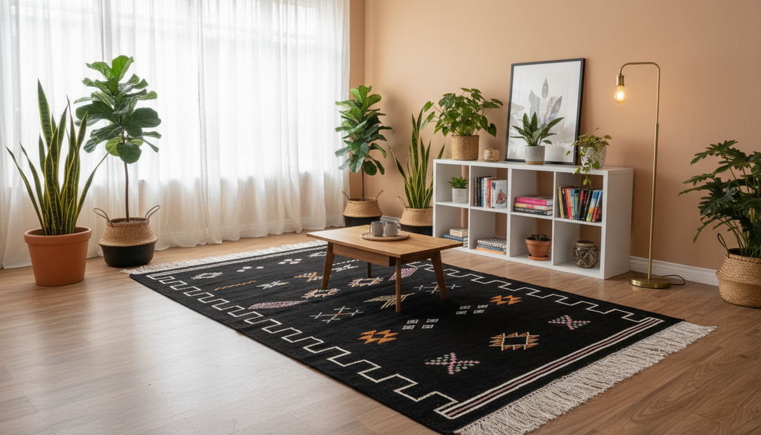 Traditional Abstract Rug I Thick Moroccan Wool Rug (Low-Shedding)-BOHO SOFA