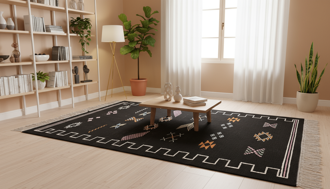 Traditional Abstract Rug I Thick Moroccan Wool Rug (Low-Shedding)-BOHO SOFA