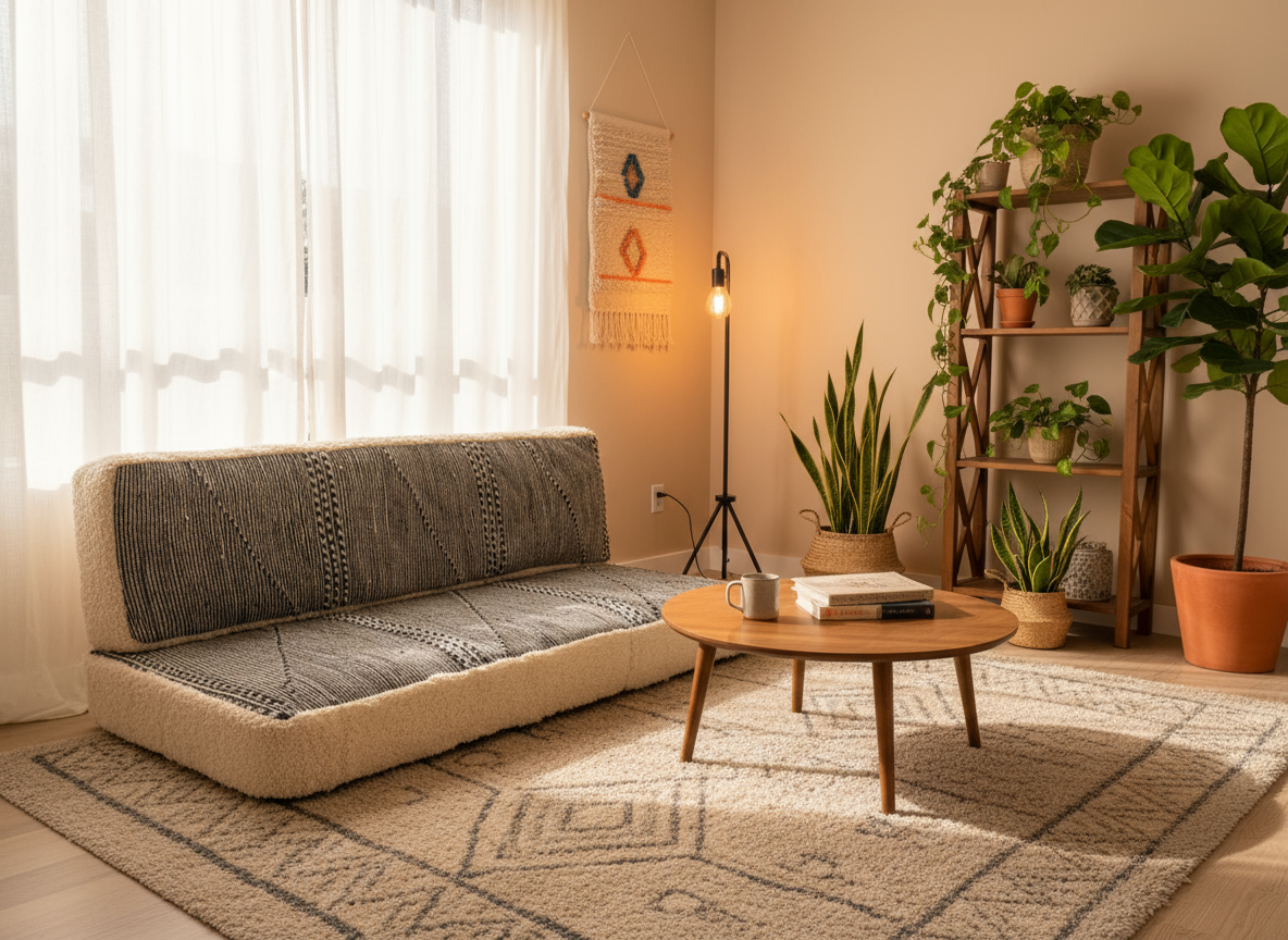 traditional Moroccan floor pouf , Beni Ourain Couch N1-BOHO SOFA
