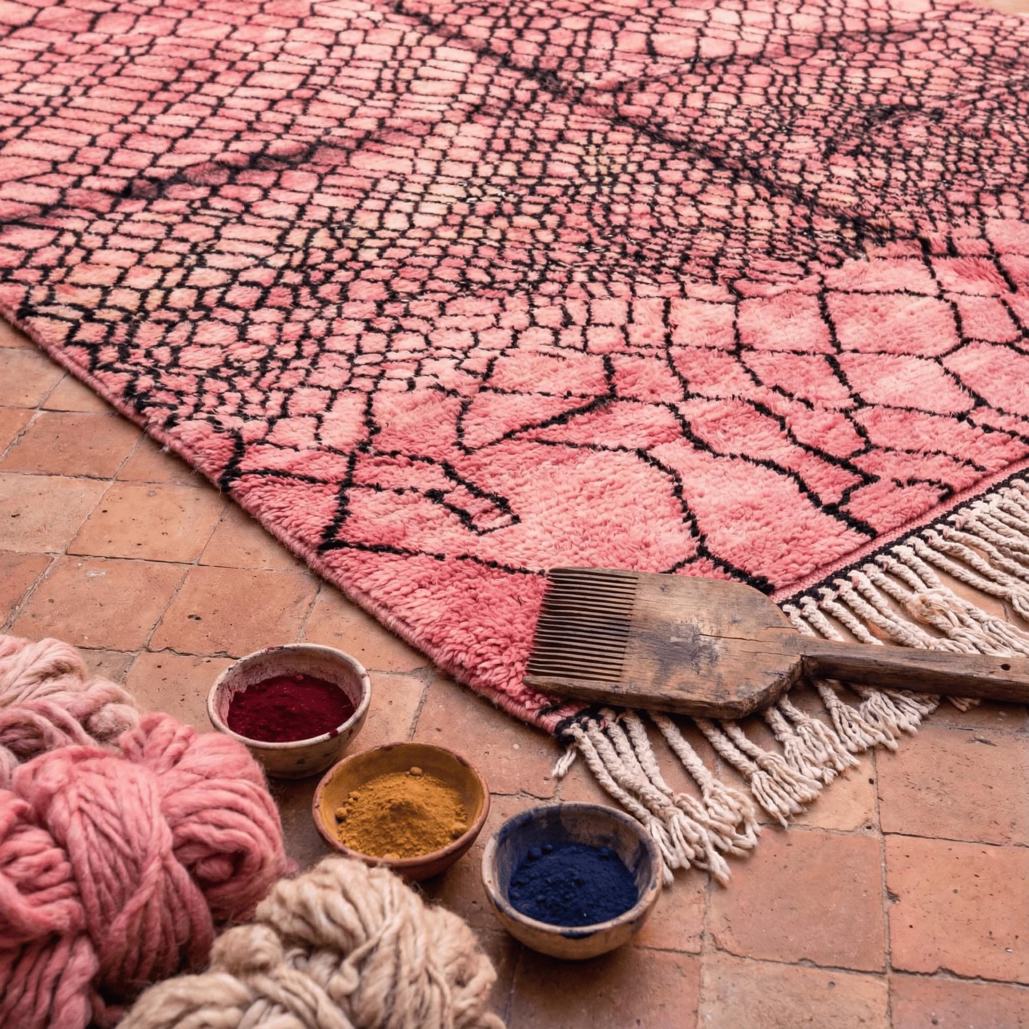Custom Pink Moroccan Rug – Hand-Knotted Berber Wool Azilal Style