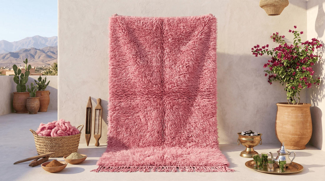 Hand-Knotted Pink Moroccan Rug | Custom Azilal Berber