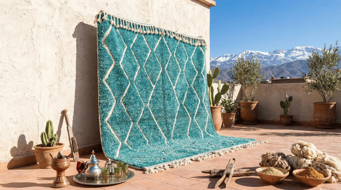 Blue Moroccan Rug | Hand-Knotted Wool Azilal Berber