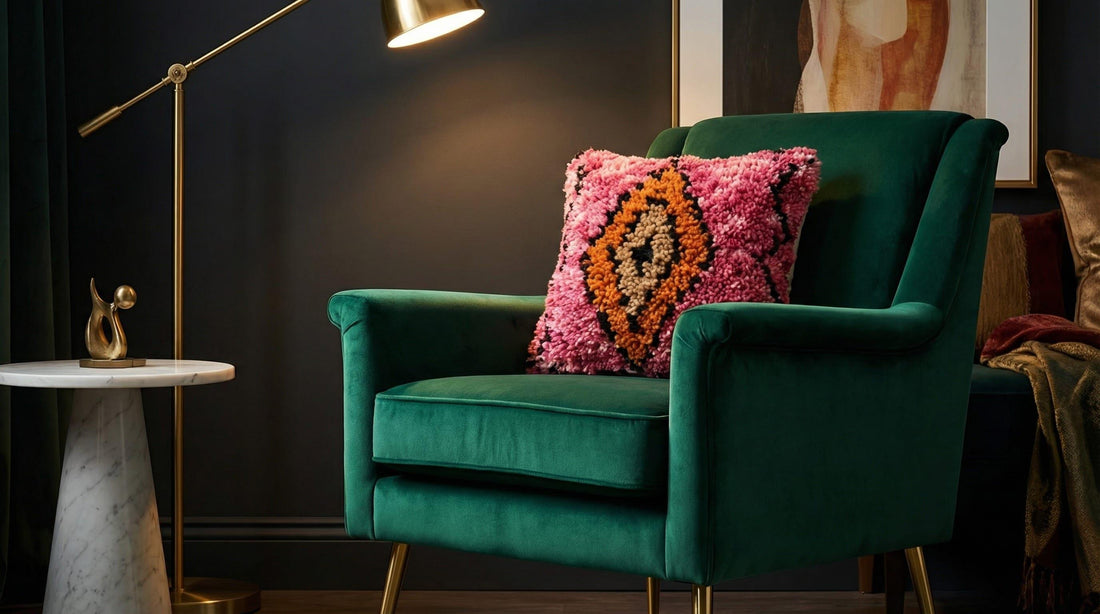 Handmade Pink Moroccan Wool Pillow Cover | Berber Tufted Cushion