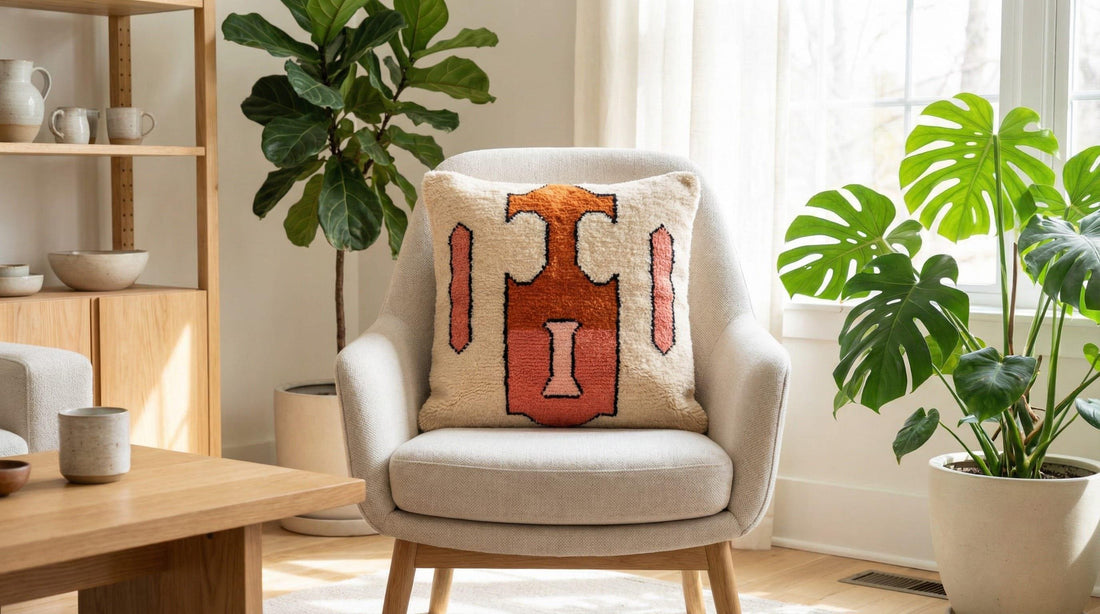 Abstract Moroccan Wool Pillow Cover | Berber Tufted Cushion cover