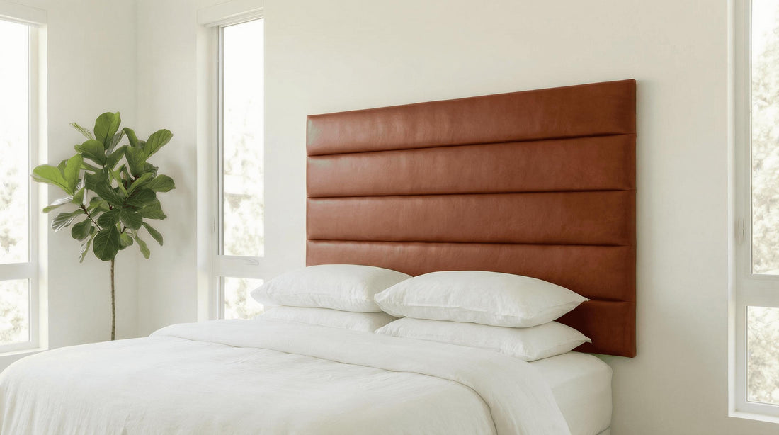 Moroccan Leather Headboard | Thick Cowhide Bed Backrest | Boho Chic Wall Decor