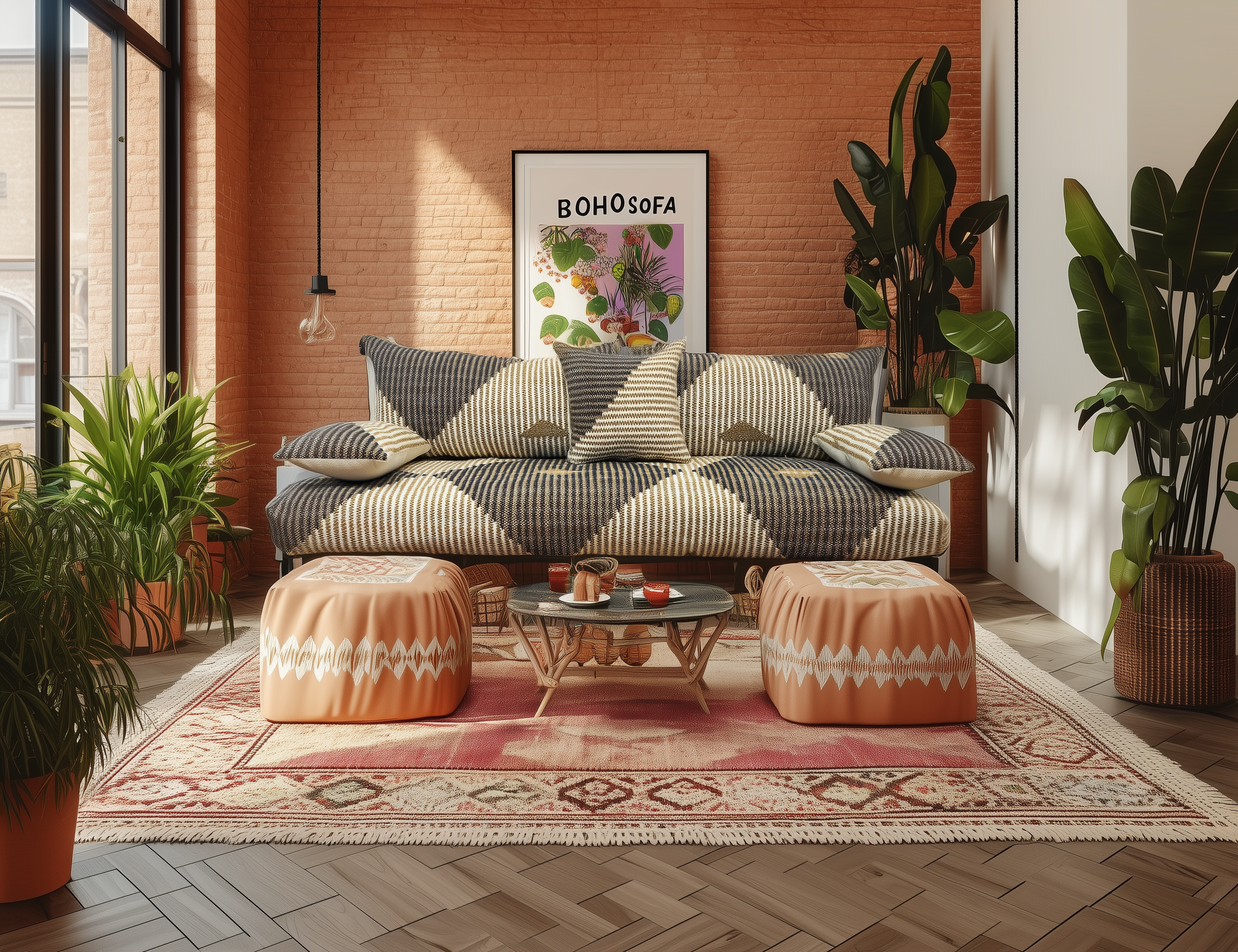 Moroccan Modern floor couch , Modern moroccan sofa Abstract Couch Black /beige Modern N1-BOHO SOFA