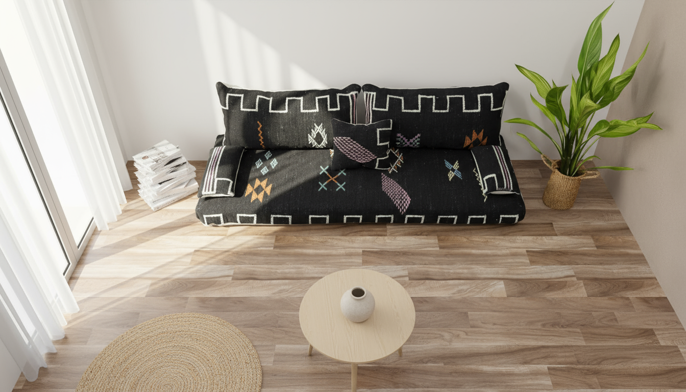 Moroccan Berber Floor Couch – Dark Brown berber couch-BOHO SOFA
