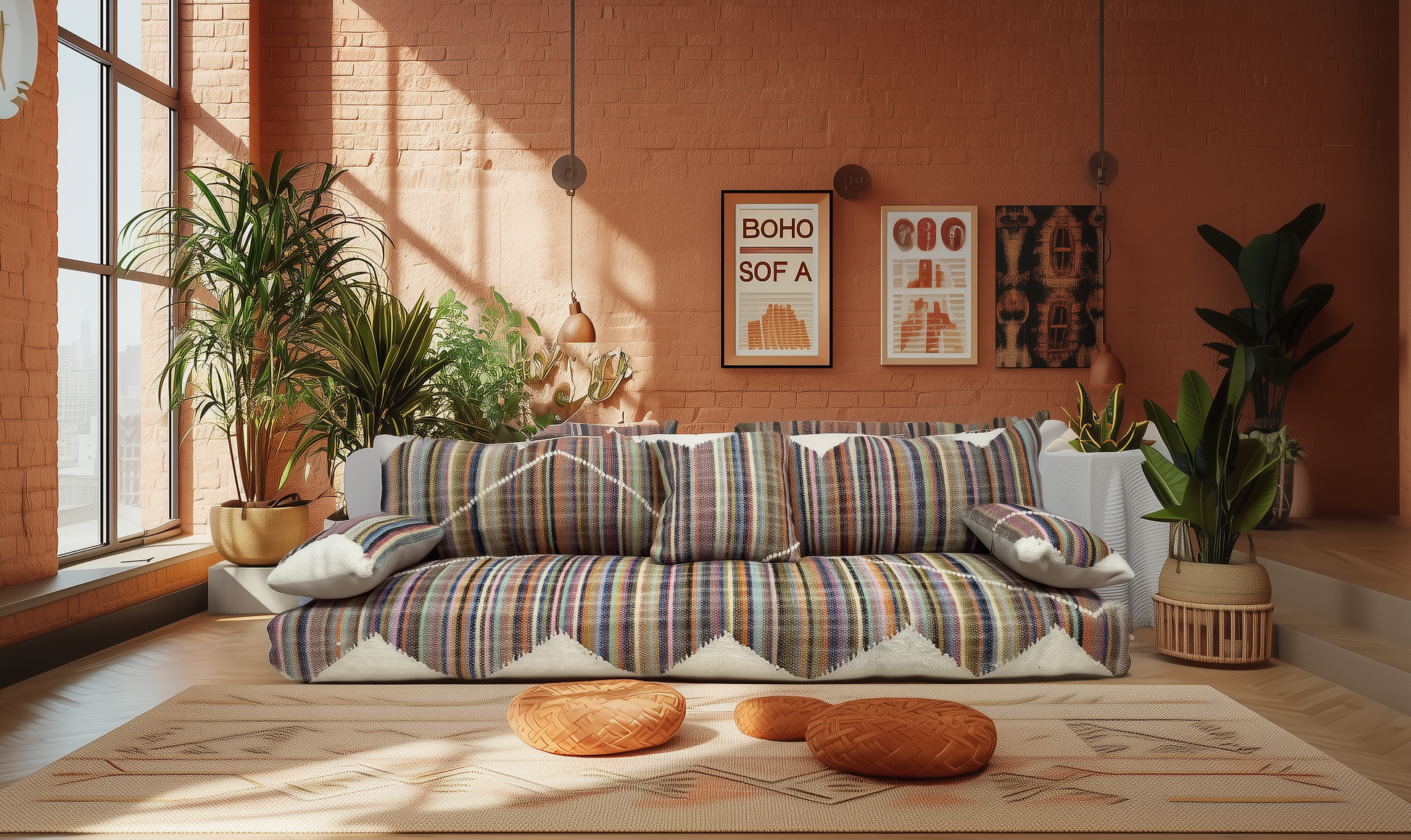 colorful Moroccan floor couch , arabic set couch , Jebli Couch N8-BOHO SOFA
