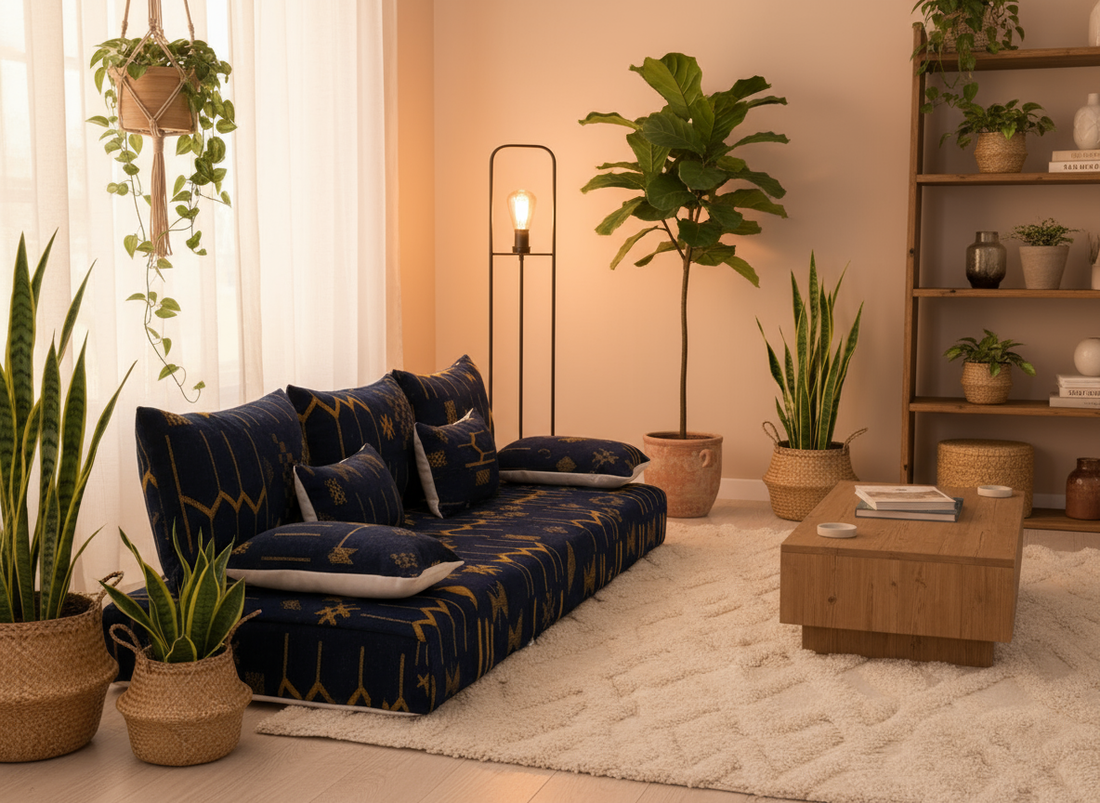 Blue Moroccan floor couch , moroccan sofa , Berber Couch N6-BOHO SOFA