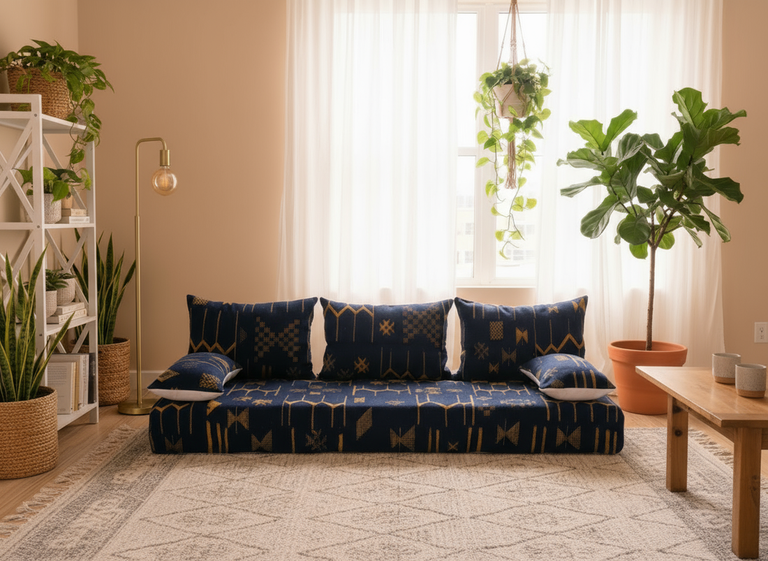 Blue Moroccan floor couch , moroccan sofa , Berber Couch N6-BOHO SOFA