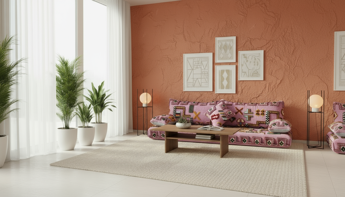 Pink Moroccan couch Moroccan Berber Floor Couch , arabic couch – berber couch-BOHO SOFA