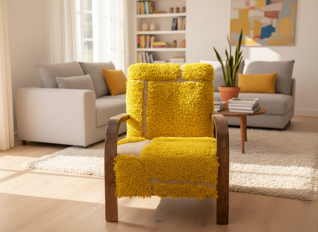 Beni Ourain Moroccan Armchair - Yellow-BOHO SOFA